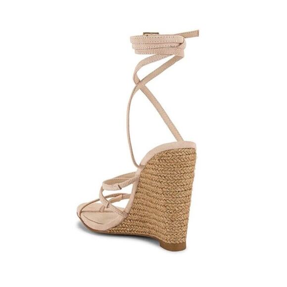 Revolve RAYE Acapulco Wedge Strappy Platform Espadrille Suede Tan Size 8 new - Picture 4 of 4